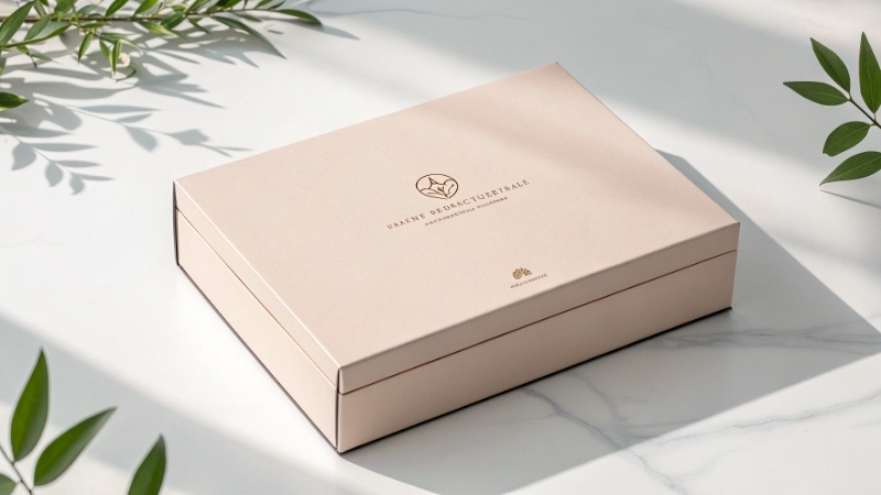 competitive advantage in packaging row of luxury cosmetic boxes made from recycled paper