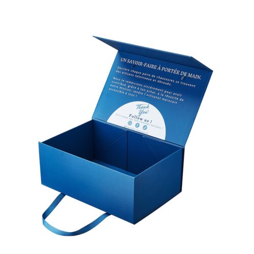 Custom Packaging For Apparel Foldable Magnetic Box With Ribbon Handle