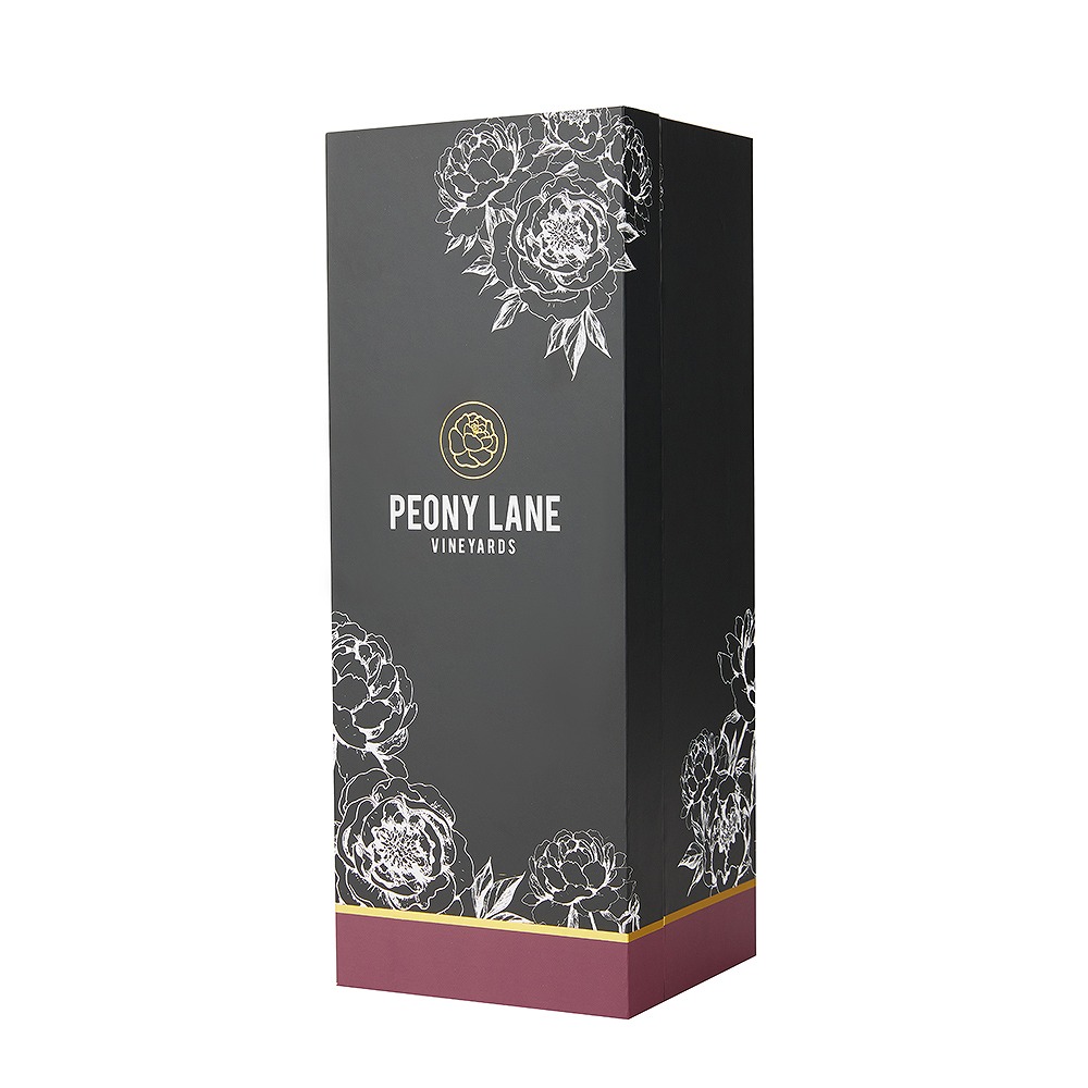 Black magnetic book style wine box featuring anti-scuff matte lamination and dual-layer EVA.