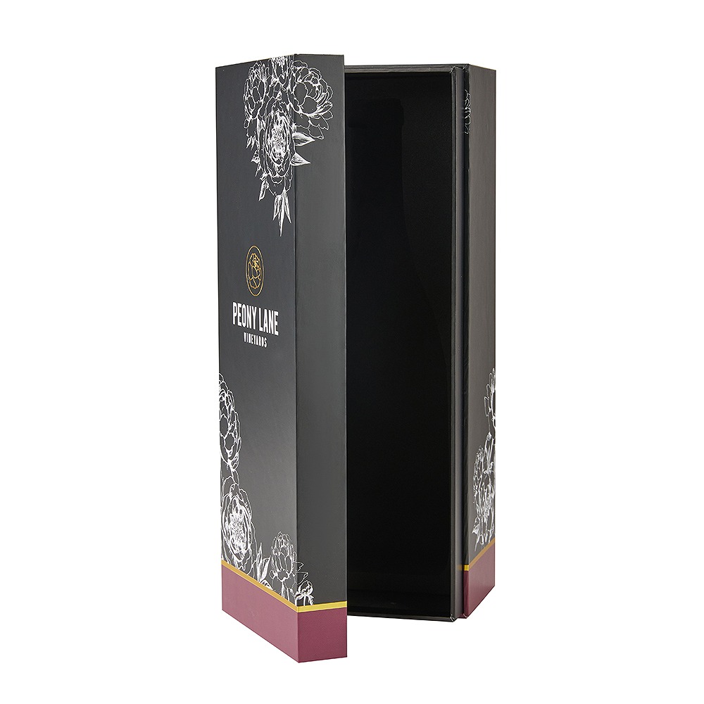 Black magnetic book style wine box
