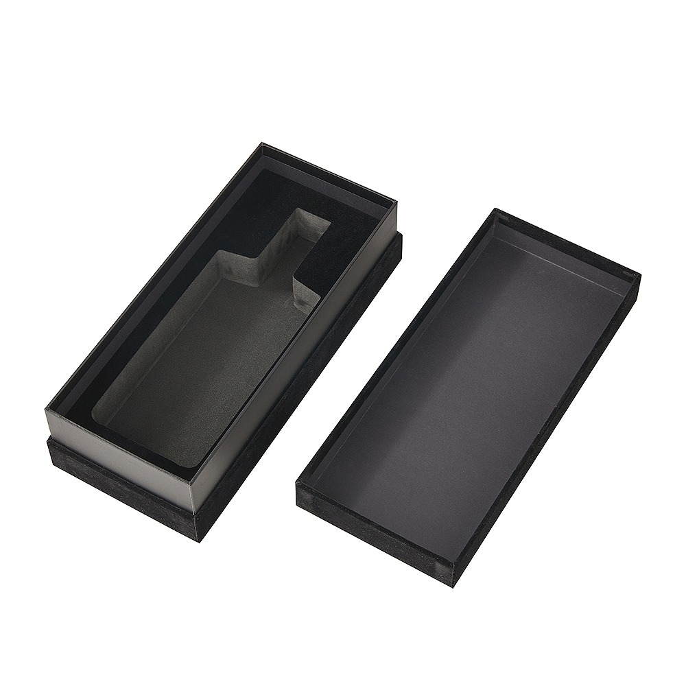 Black Velvet Rigid Boxes-Zero glue seepage velvet wrapped EVA insert for rigid boxes