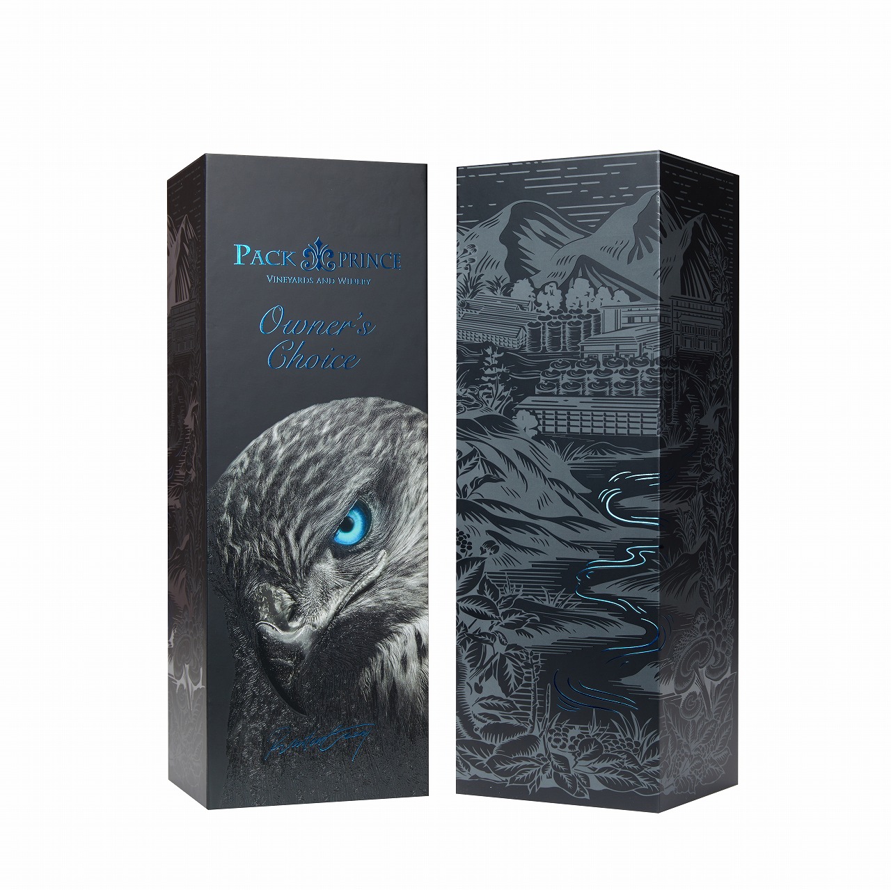 Premium 3d uv rigid wine box featuring Scodix tactile feathers and cold foil logo