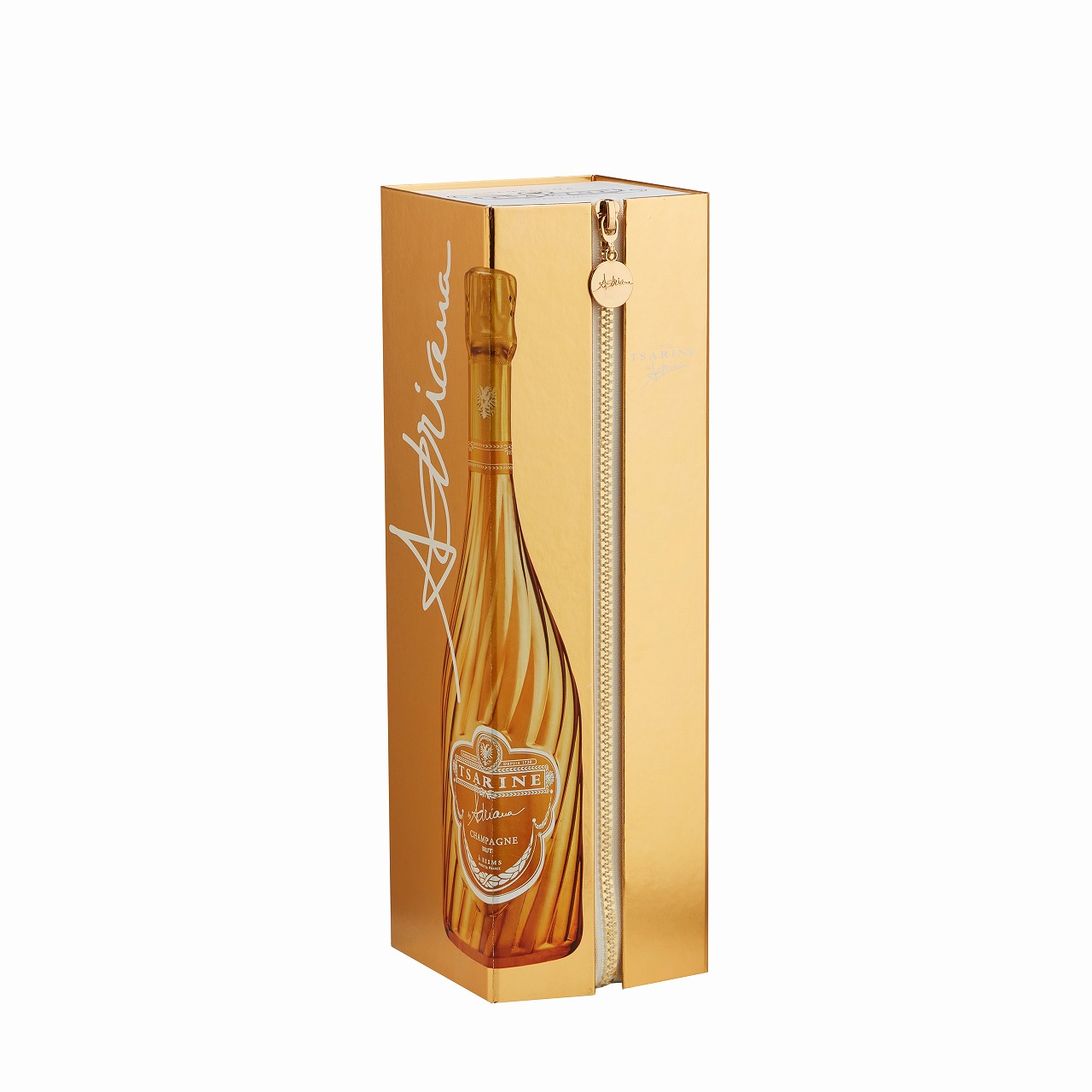 Gold and black zipper wine boxes side by side showing both UV-printed colorway options