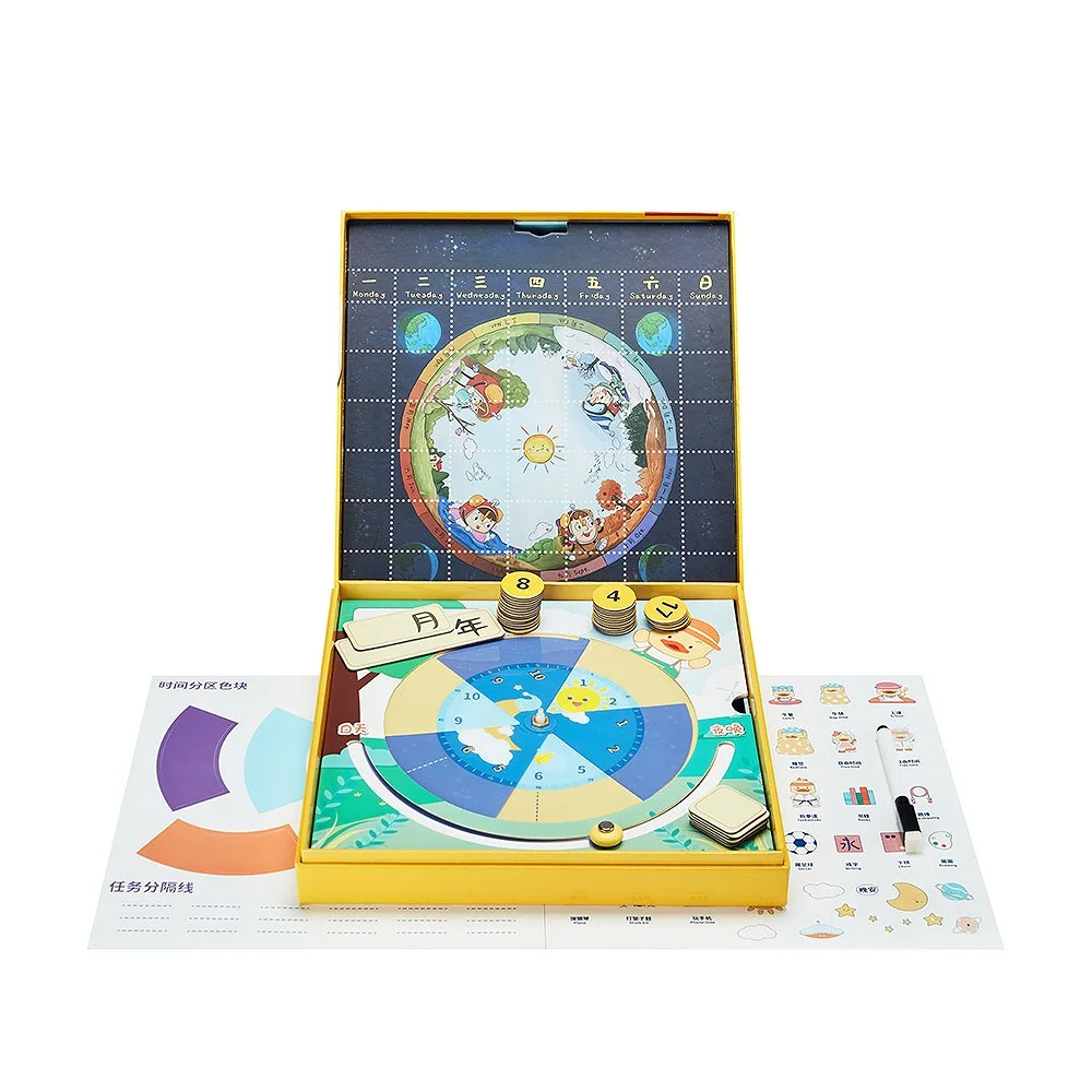 Printed educational activity kit components and learning clock pieces